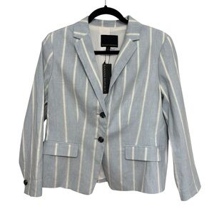 NEW Banana Republic Women’s Linen Blend Blazer in Blue Shrunken Stripe - Size 6